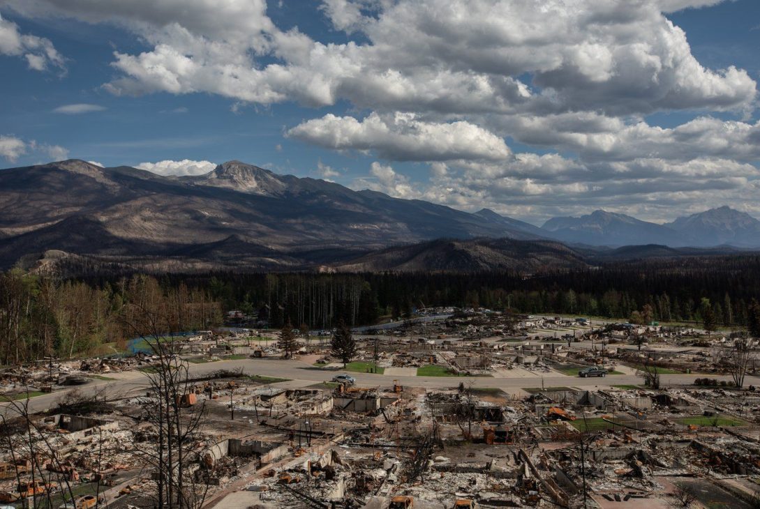 A devastated neighbourhood in Jasper, Alberta