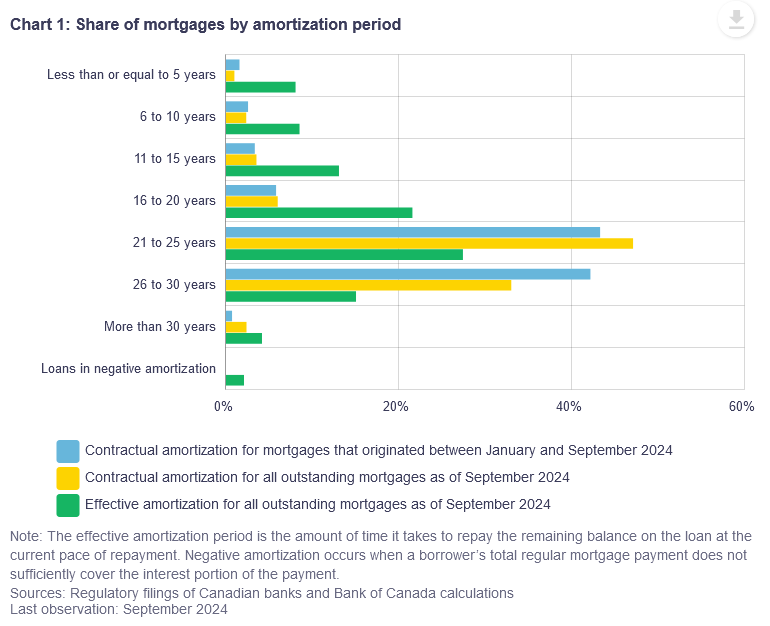 Share of mortgages by amortization period