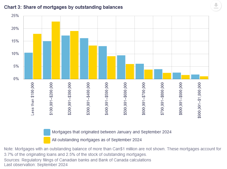 share of mortgages by outstanding balances